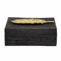 Howard Elliott Rustic Faux Wood Box With Gold Feather Accent 12194